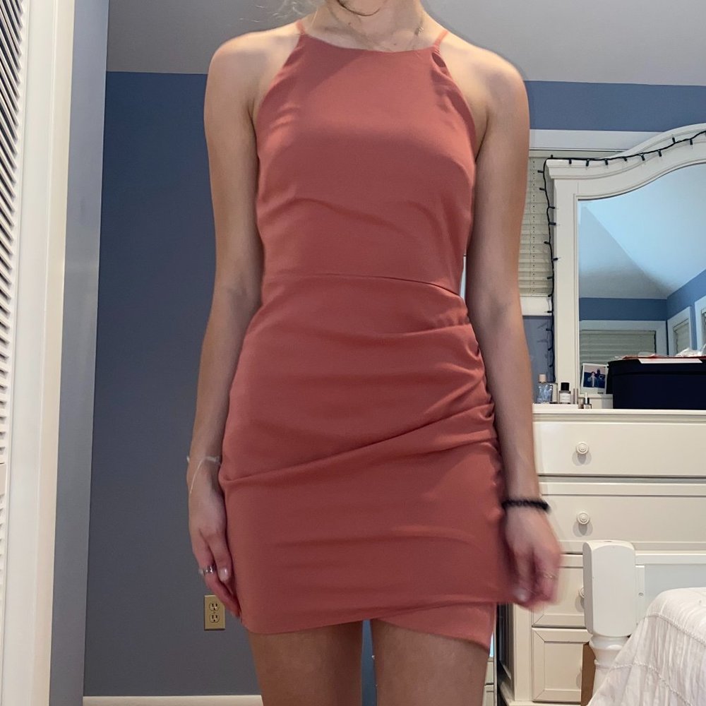 Halter Top Dress With Rouched Side